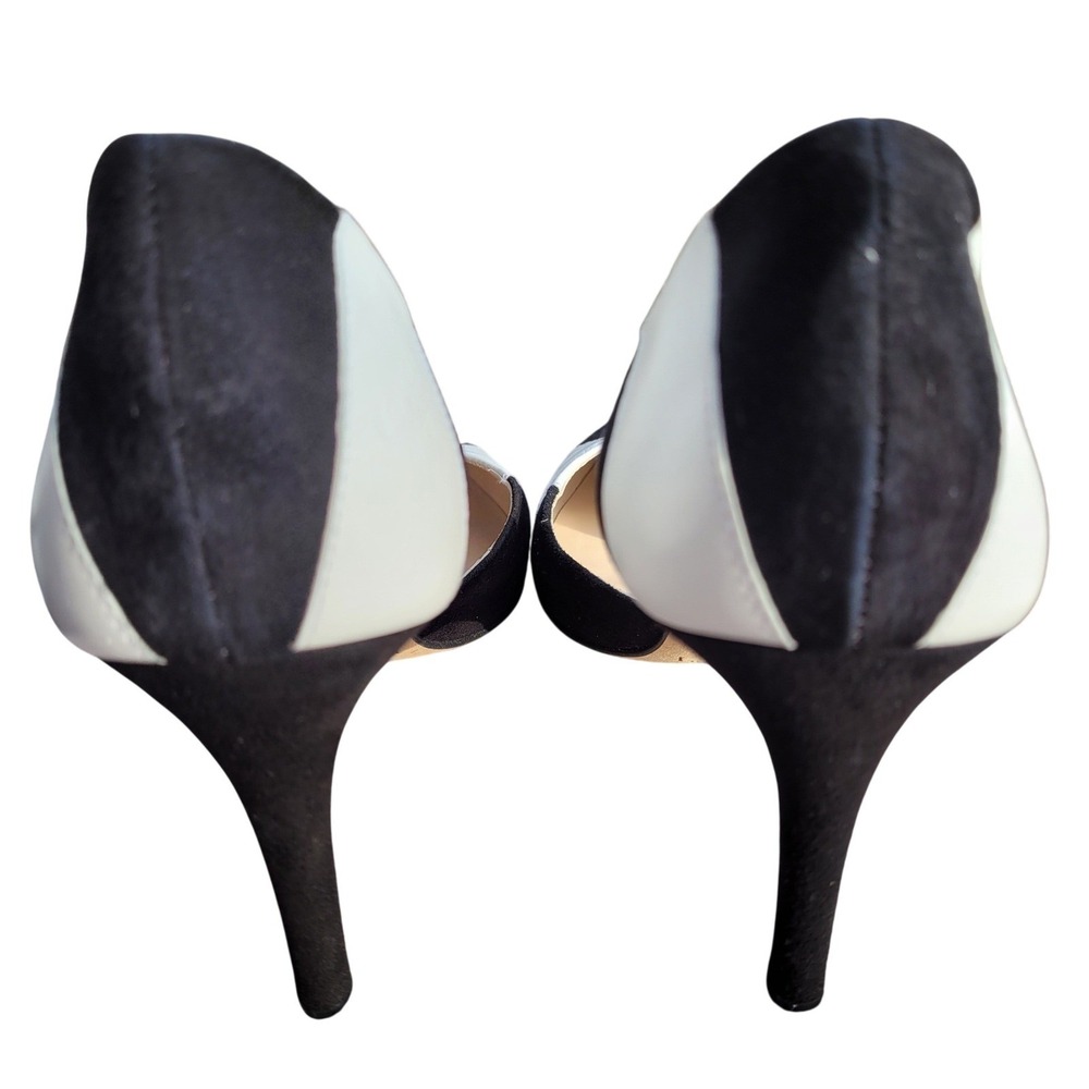 L.K. Bennett Black Suede White Leather D'Orsay‎ Heels Pumps 39 9.5 Colorblock - Picture 5 of 8